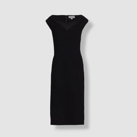 MICHAEL KORS COLLECTION Black Stretch Boucle Crepe Portrait Sheath Dress, Size 4 - Picture 3 of 14